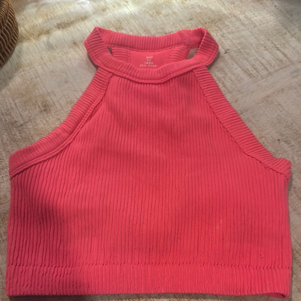 Aerie Vibrant Pink Ribbed Crop Top